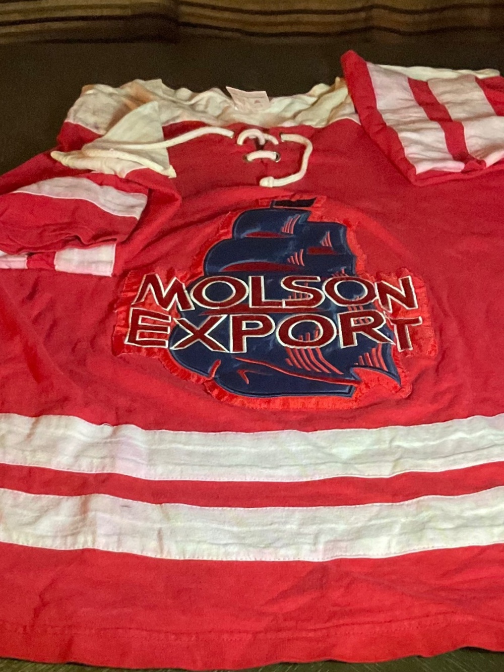 VINTAGE  MOLSONS EXPORT  JERSEY  size L .